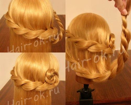 Прическа 2 улитки.  Разделите волосы на две зоны с помощью расчески с острым кончиком. 09