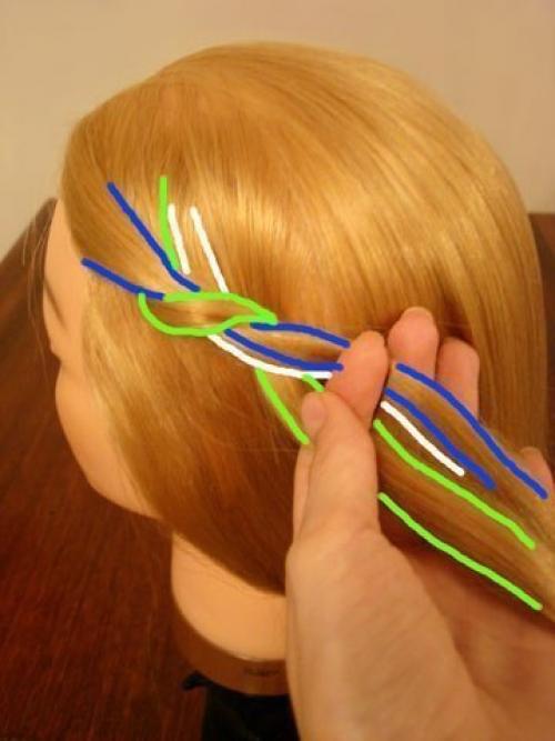 Прическа 2 улитки.  Разделите волосы на две зоны с помощью расчески с острым кончиком. 05