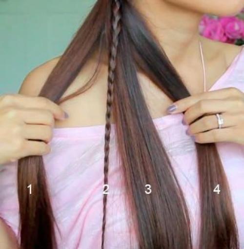 Нарядная косичка. 1. перенесите волосы на одну сторону и расчешите их. 01