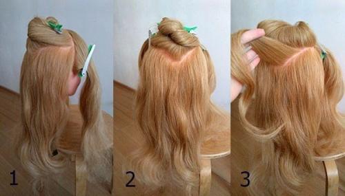 Вечерняя прическа, которая подойдёт для волос практически любой длины. 01