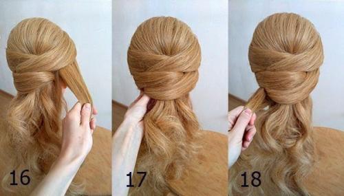 Вечерняя прическа, которая подойдёт для волос практически любой длины. 06