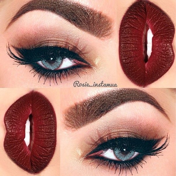 Для цветотипа темная контрастная осень (темные волосы с рыжим отливом и светлые или светло-карие глаза, иногда смуглая кожа) , праздничный и сценический макияж. 02