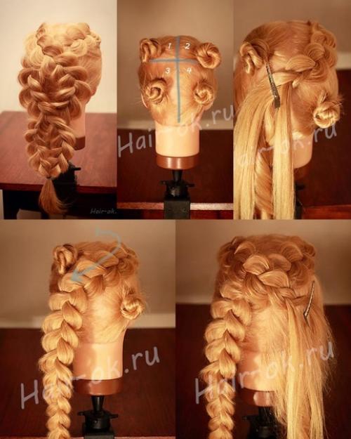 Как сделать косы в виде восьмерки. 02
