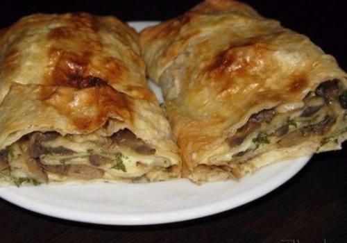 Грибной рулет из лаваша. 04 Грибной рулет из лаваша. 04