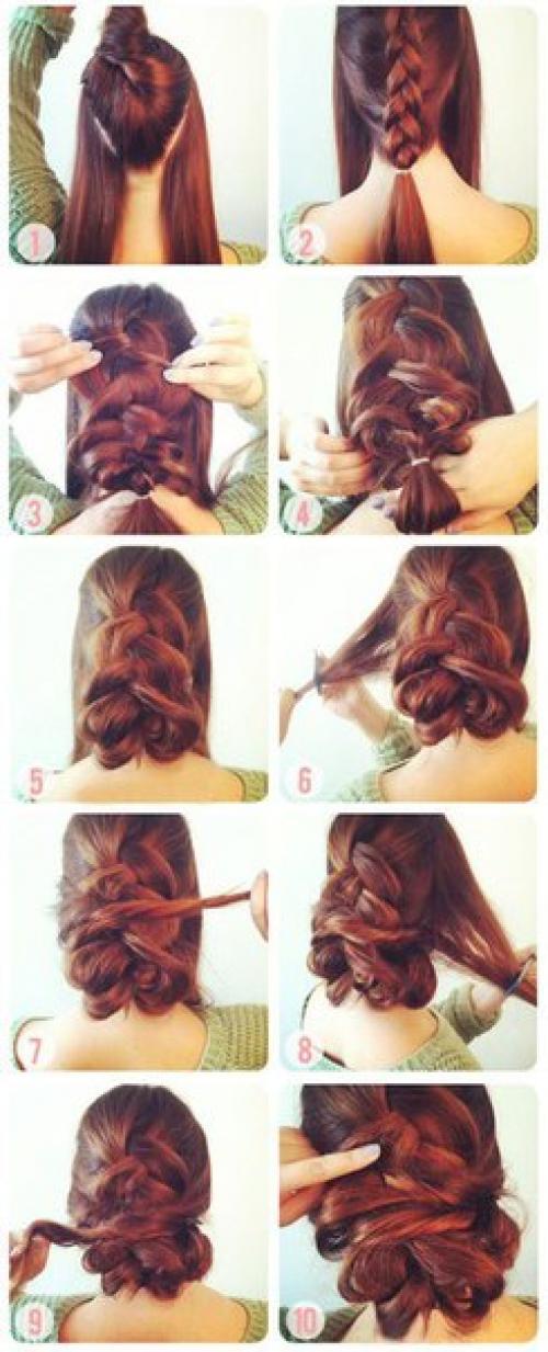 Прическа из французской косы наоборот. 01 Прическа из французской косы наоборот. 01