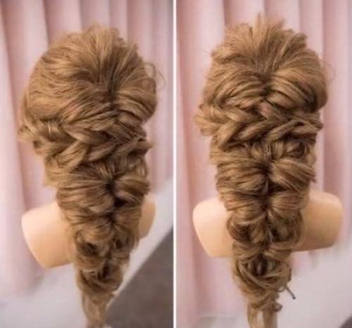 Вечерняя прическа на длинные волосы. 01