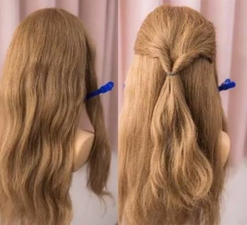 Вечерняя прическа на длинные волосы. 02