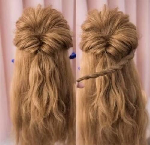 Вечерняя прическа на длинные волосы. 03