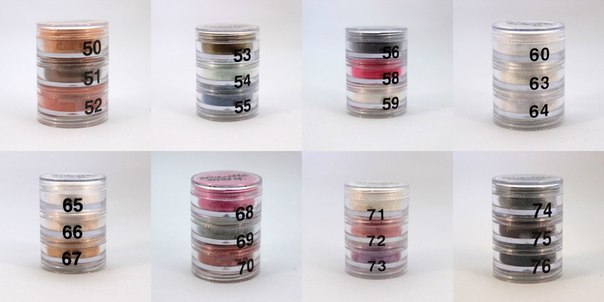 Пирамидки рассыпчатых теней Cinecitta из 3-х и 6-и цветов. 01