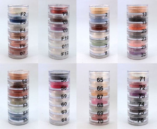 Пирамидки рассыпчатых теней Cinecitta из 3-х и 6-и цветов. 02