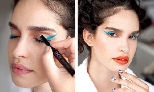 Шаг за шагом: синие стрелки и яркие губы? 01