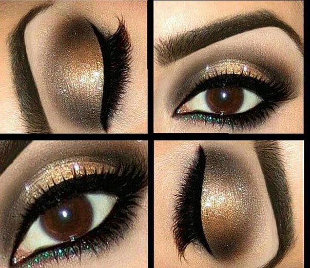 Макияж карих глаз. вверху: глубокая (темная) осень. 01