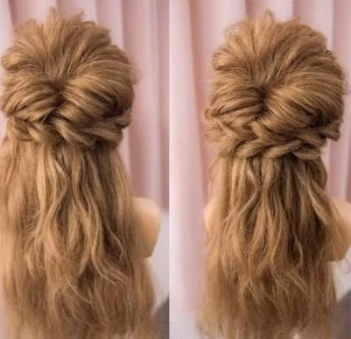 Вечерняя прическа на длинные волосы. 05