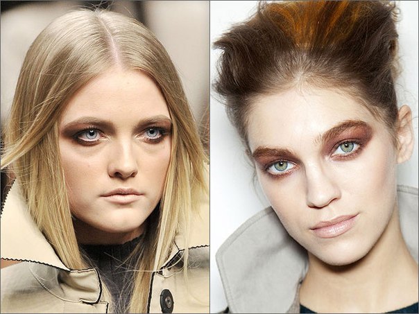 Известный вариант макияжа смоки-айс этой весной приобретает новые очертания: это самые разные оттенки темных цветов, которые переливаются и плавно переходят в бирюзовый, синий и фиолетовый оттенки так, что веки напоминают крылья яркой бабочки. 01