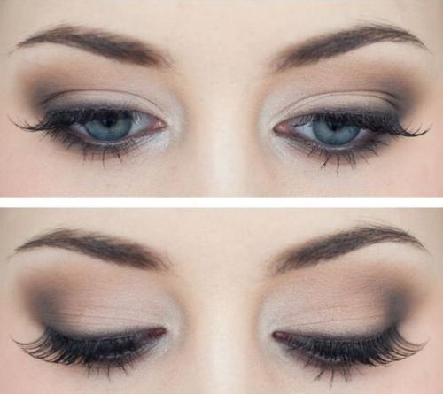 Контрастные и базовые оттенки в макияже для голубых глаз. 03