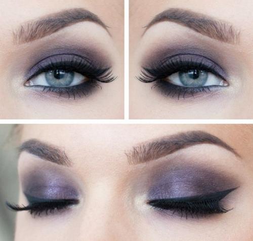 Контрастные и базовые оттенки в макияже для голубых глаз. 02