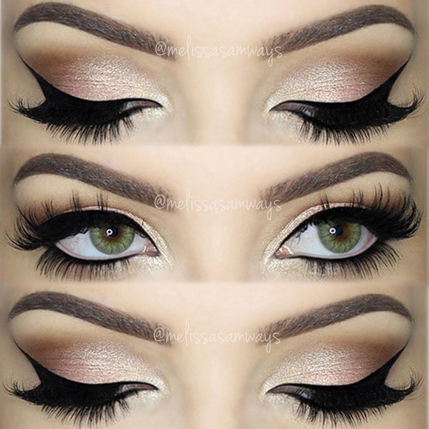 Варианты нового макияжа для зеленых, каре - зеленых и зелено - карих глаз. 03