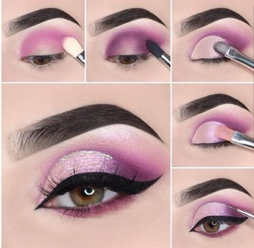 Розовый макияж. Таким образом, если вы желаете создать нежный и романтичный образ, то воспользуйтесь розовыми тенями. 04