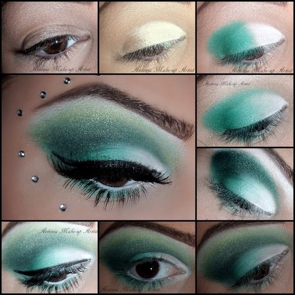 Идея вечернего макияжа/как красить глаза простым карандашом для создания большого эффекта пышных ресниц. 01