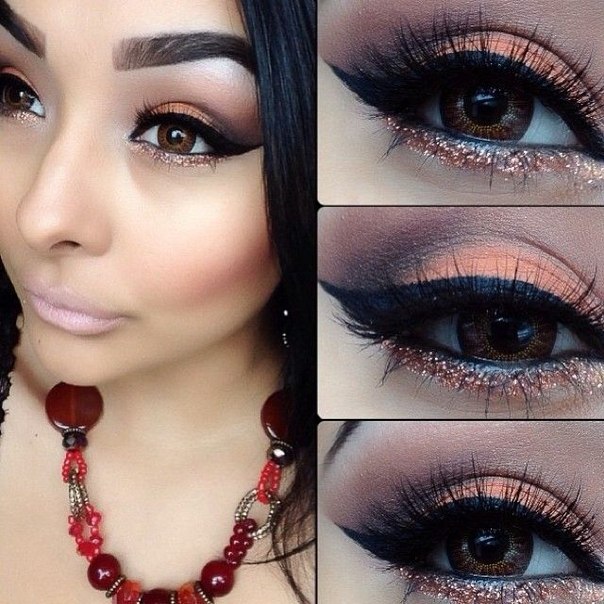 Макияж темно-карих, карих и вишневых глаз. Цветотип глубокая осень. 01