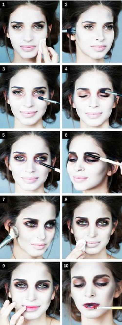 Как сделать макияж зомби на Хэллоуин. 01