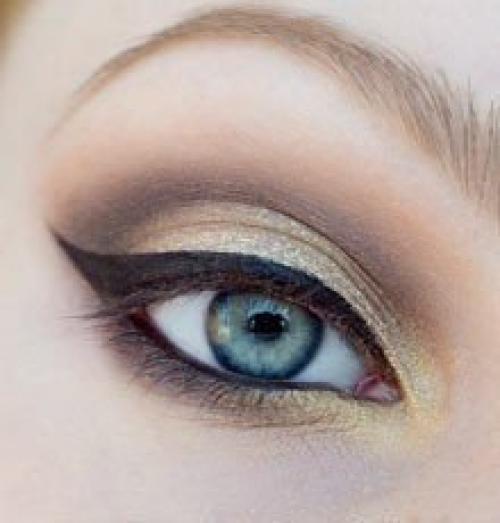 Вечерний золотистый макияж для голубых глаз? 02