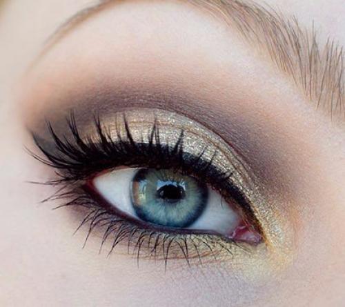 Вечерний золотистый макияж для голубых глаз? 07