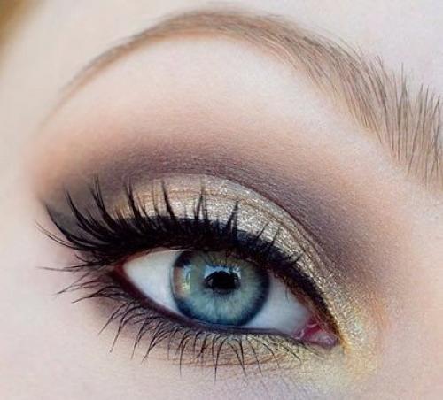 Вечерний золотистый макияж. 07