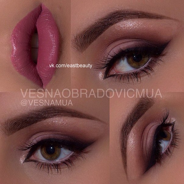 Варианты вечернего макияжа для светло - карих глаз. 07