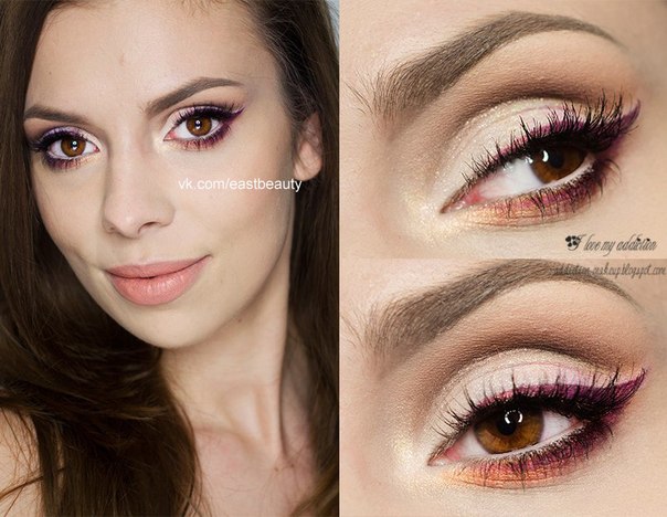 Варианты вечернего макияжа для светло - карих глаз. 04